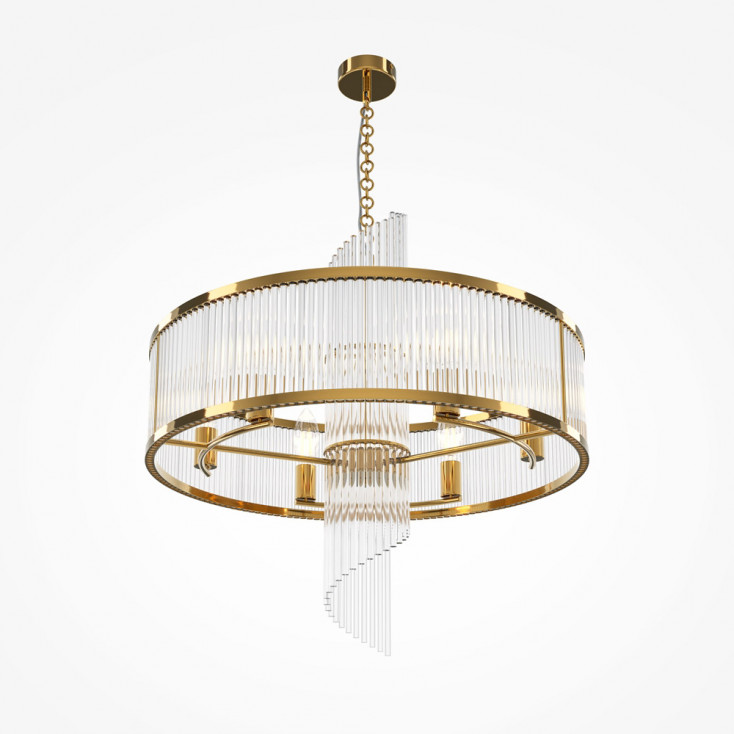 Lampadario con struttura moderna in metallo e diffusore in vetro