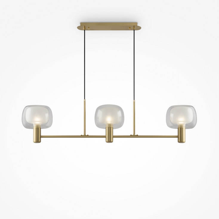 Lampadario elegante struttura in metallo e diffusori in vetro