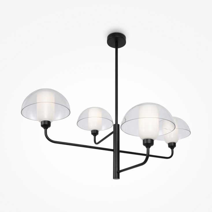 Lampadario moderno con diffusori in vetro a forma di fungo