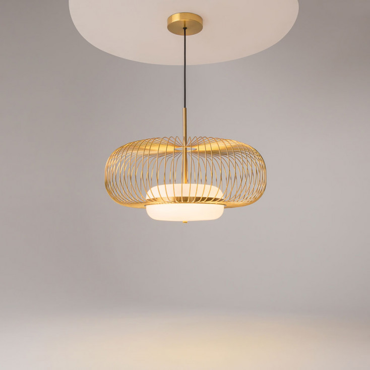 Lampada a sospensione moderna struttura in metallo e diffusore in vetro