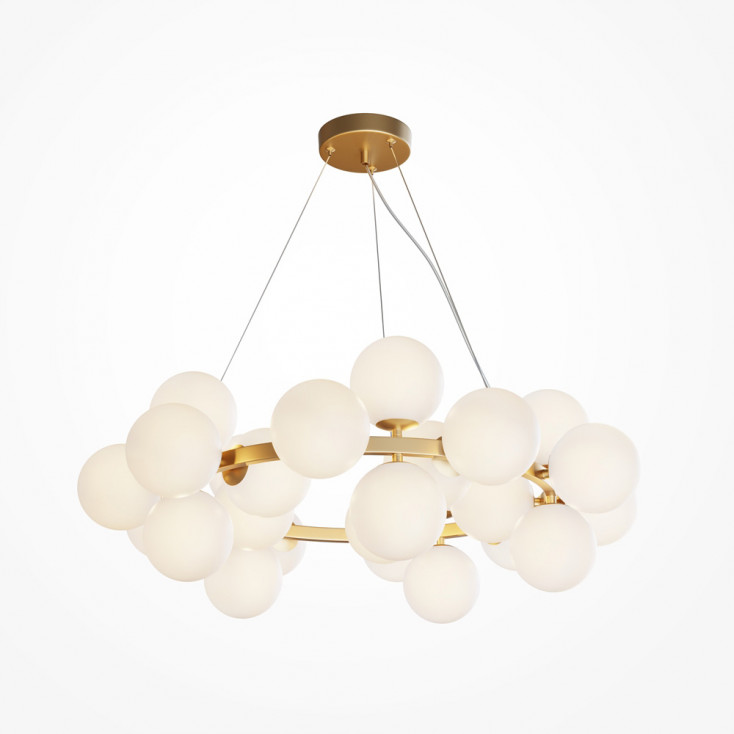 Lampada a sospensione piccola moderna in metallo con diffusori a boccia in vetro