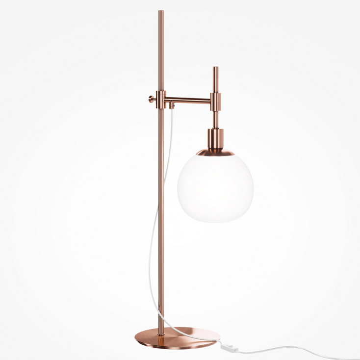 Lampada da tavolo moderna con struttura in metallo e paralume in vetro