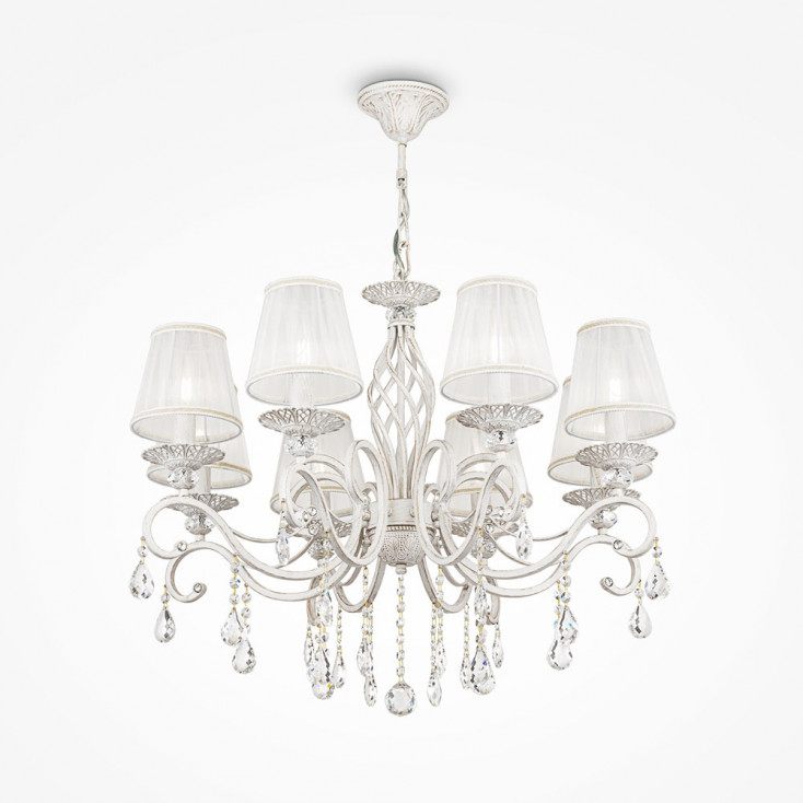 Lampadario con pendenti in cristallo a otto braccia in stile classico