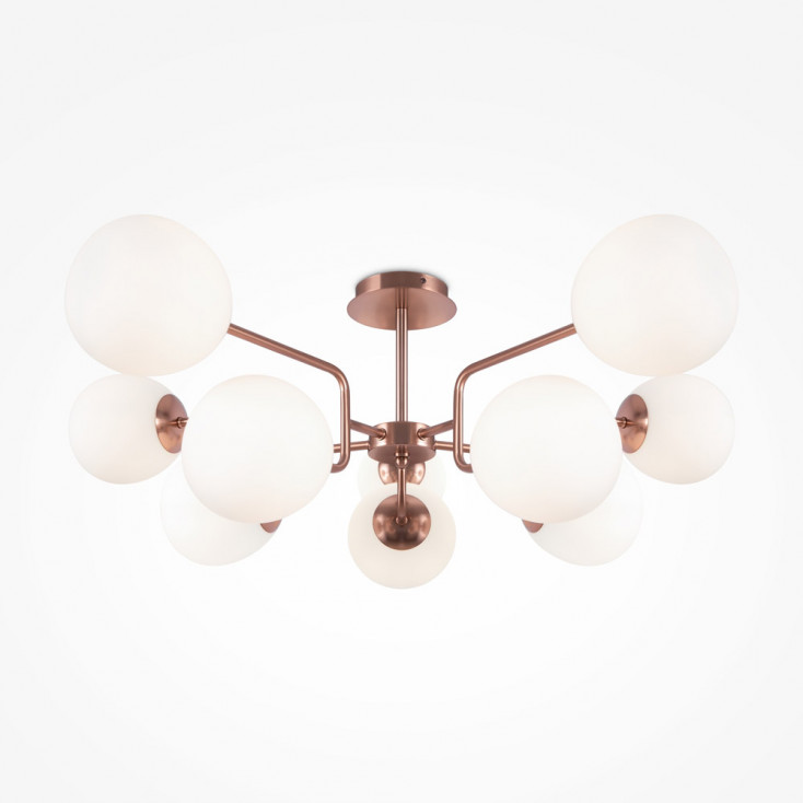 Lampadario elegante in metallo con diffusori in vetro a boccia