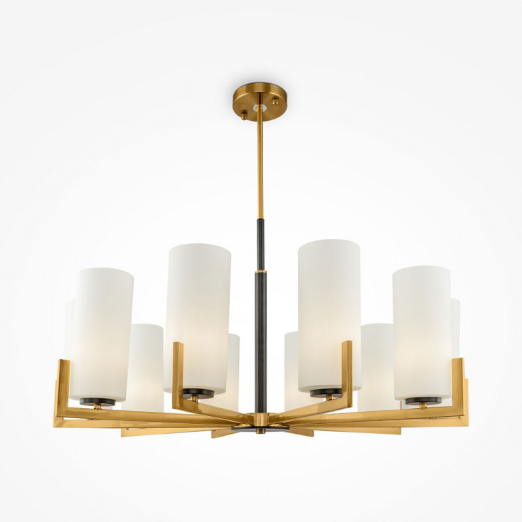 Lampadario grande con dieci diffusori in vetro in stile moderno