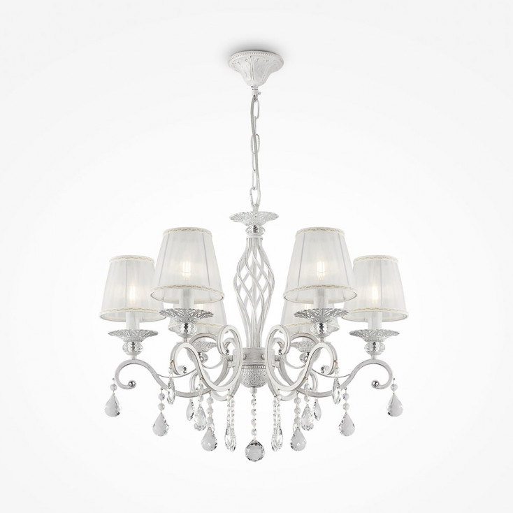 Lampadario in stile classico con pendenti in cristallo a sei braccia