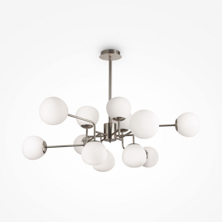 Lampadario moderno altezza regolabile struttura in metallo e diffusori in vetro