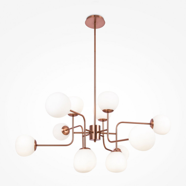 Lampadario moderno altezza regolabile struttura in metallo e diffusori in vetro