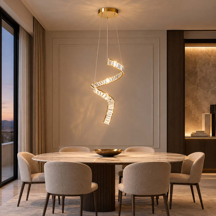 Lampadario moderno con diffusore a LED in vetro pendente