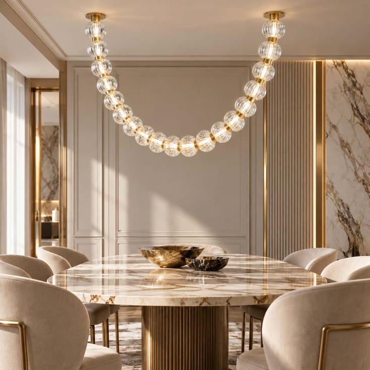 Lampadario moderno con struttura in metallo e diffusore a led