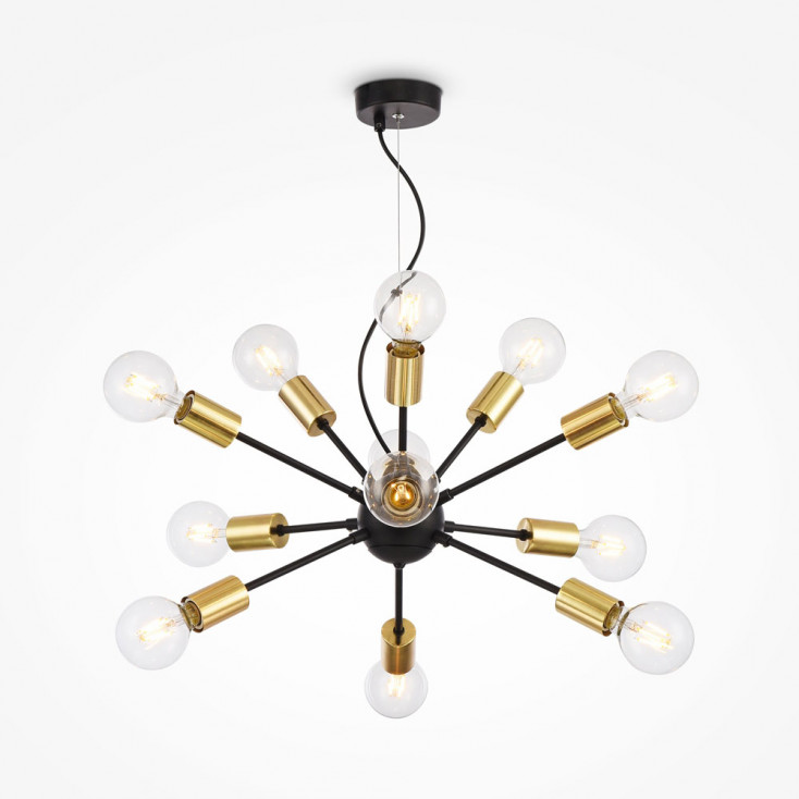 Sospensione in stile moderno con struttura in metallo e 12 lampadine