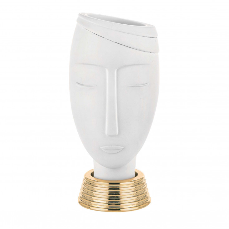 Vaso piccolo con viso di uomo dalle linee moderne con finiture di design