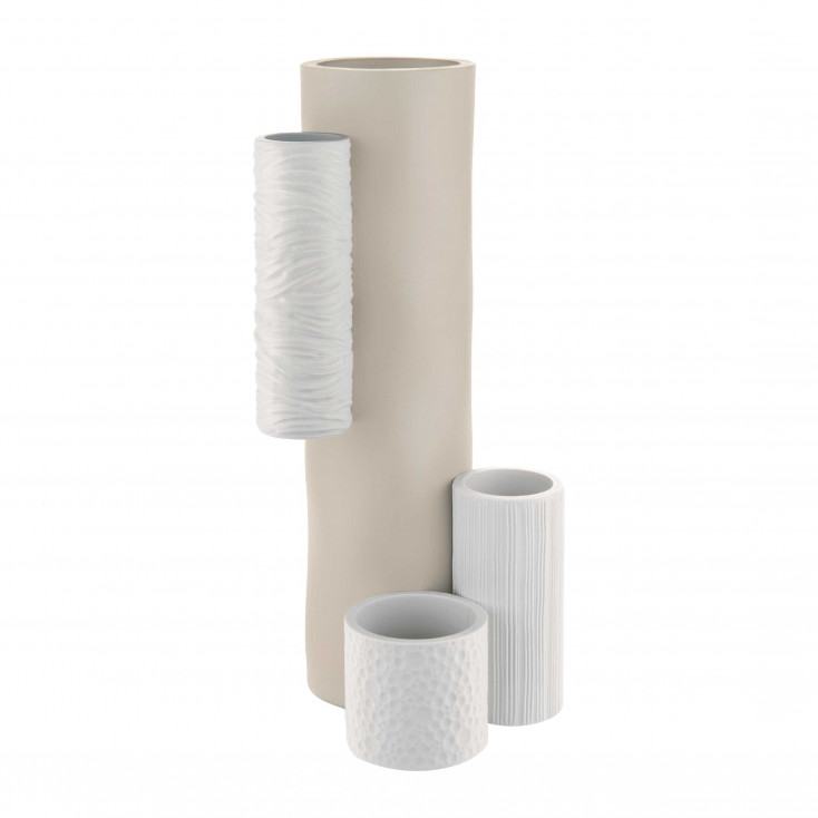 Vaso da tavolo dal design moderno con portavasi tubolari struttura in marmorino