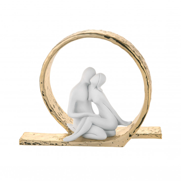 Scultura da tavolo piccola in marmorino dal design moderno con innamorati