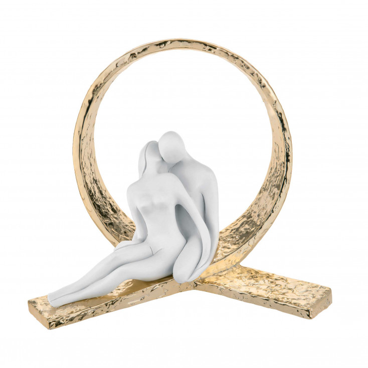 Scultura da tavolo piccola con innamorati in marmorino dal design moderno