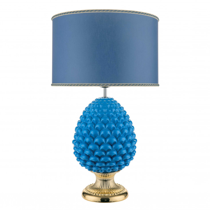 Lampada da tavolo dal design moderno con paralume in tessuto