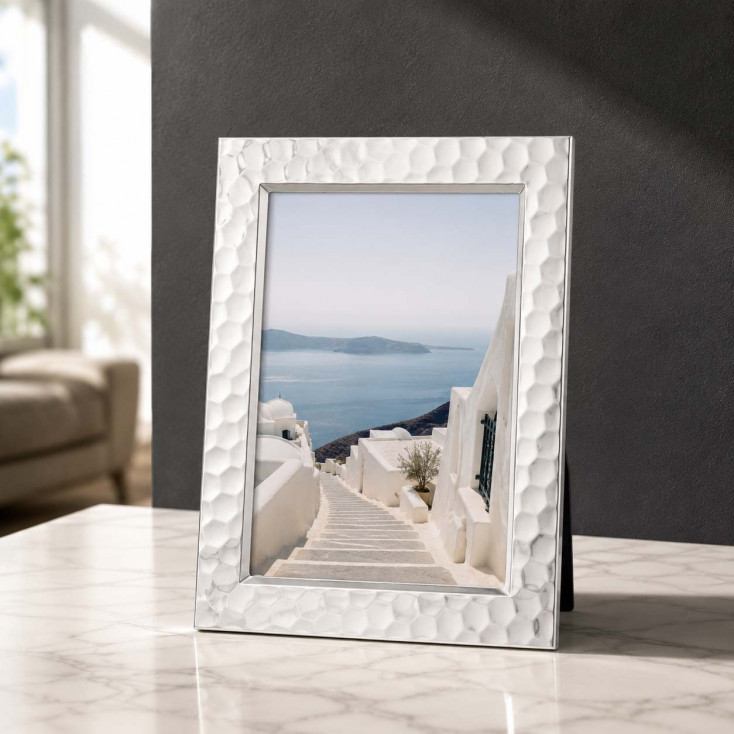 Portafoto da tavolo con cornice in argento silver dal design classico