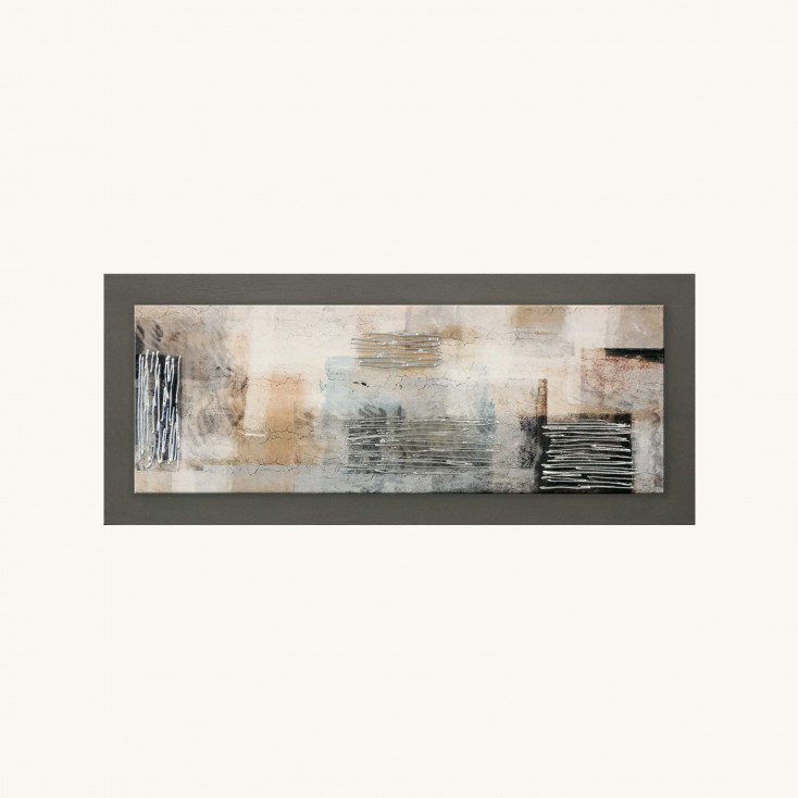 Quadro tema moderno astratto in rilievo in legno dettagli in argento