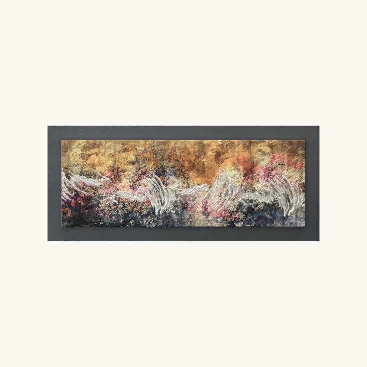 Quadro moderno astratto tema in rilievo in legno dettagli in argento