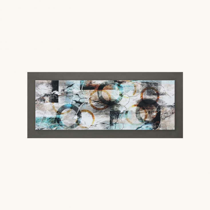 Quadro in legno tema moderno astratto in rilievo dettagli in argento 100X50
