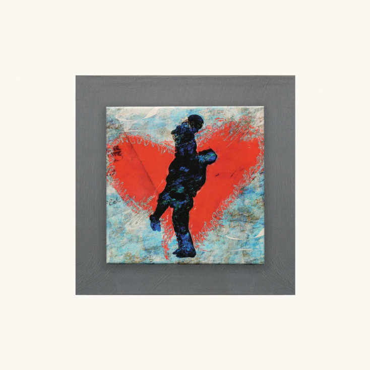 Quadro tema figurativo moderno effetto rilievo e dettagli argento 35x35