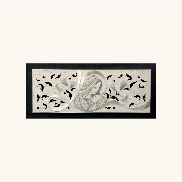 Capezzale con decori in rilievo moderni e dettagli foglia argento 155x65