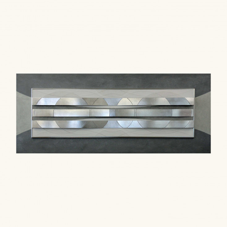 Pannello in legno dallo stile moderno con decori astratti 155x65