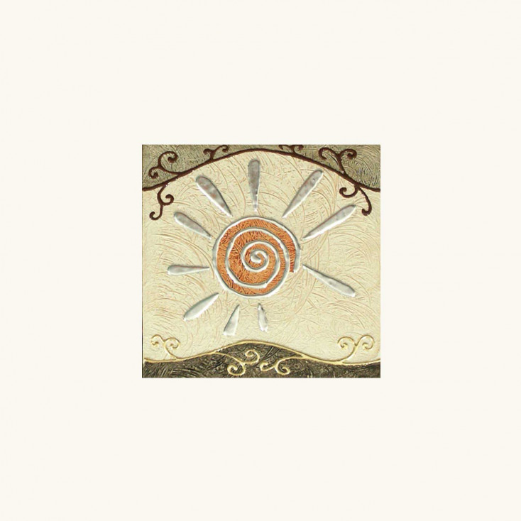 Quadretto decò tema con decori materici in rilievo e dettagli foglia oro 35x35