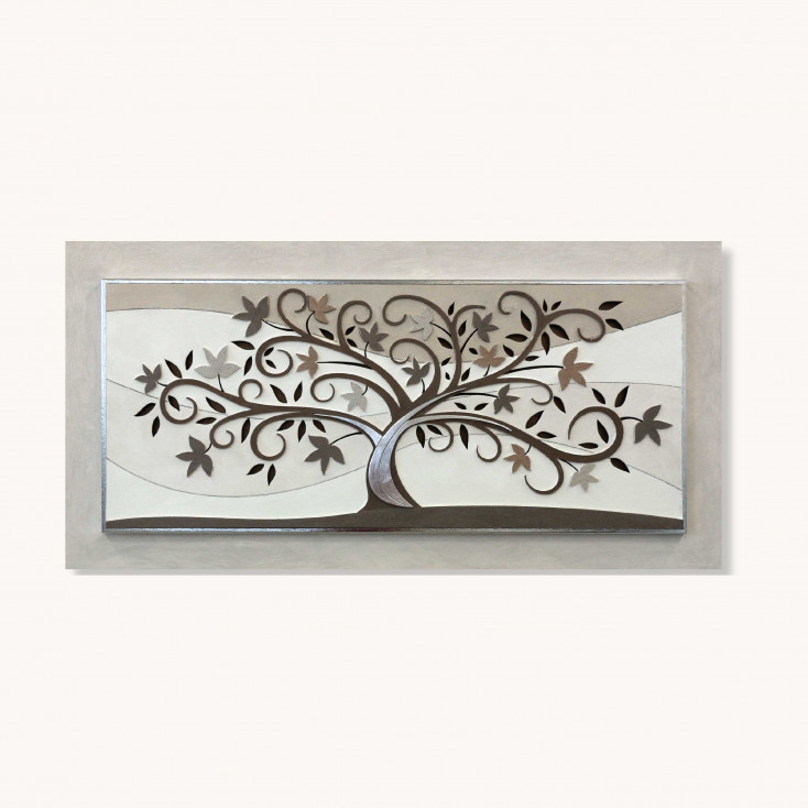 Pannello decorativo con albero della vita realizzato in legno 155x65