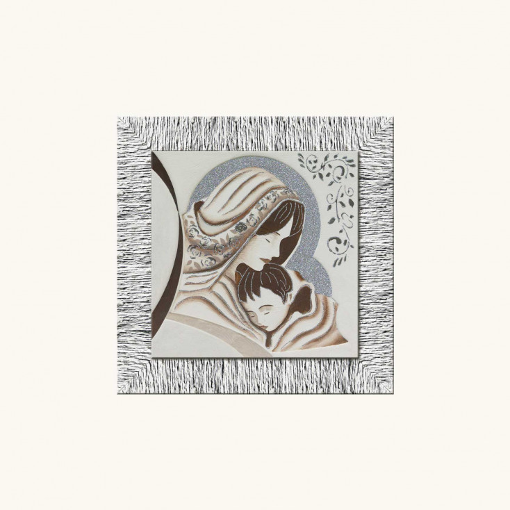 Capezzale in rilievo classico con cornice oro e decori materici glitterati 70x70