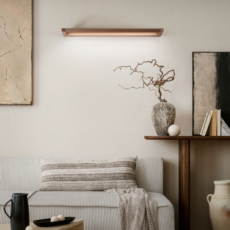 Applique a LED da parete lineare grande in metallo e diffusore in acrilico