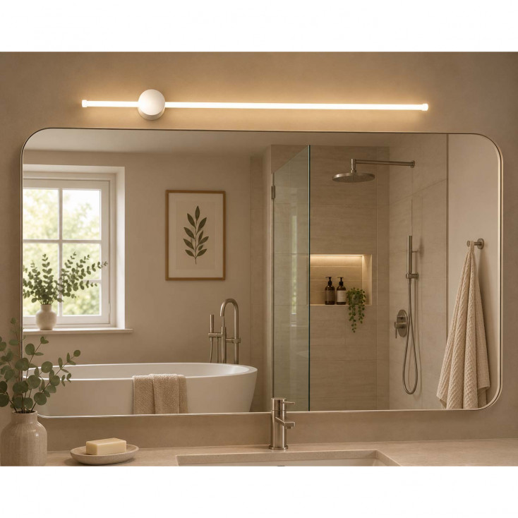 Applique a led grande lineare con struttura in metallo e diffusore in acrilico