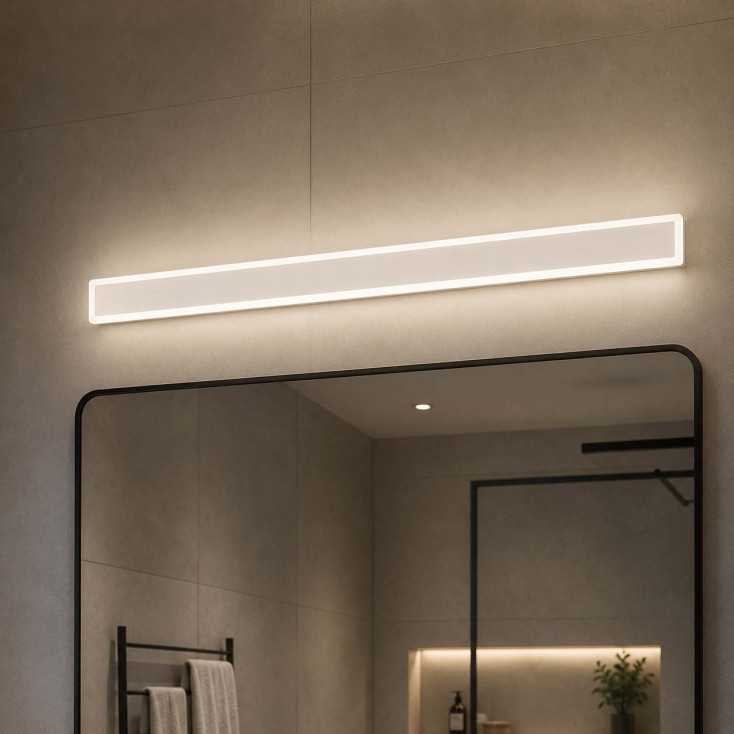 Applique a led grande lineare con struttura in metallo e diffusore in acrilico