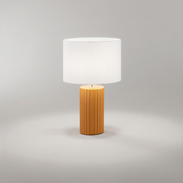 Lamapada da tavolo in ceramica con paralume in tessuto design moderno