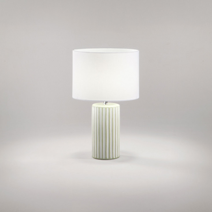 Lamapada da tavolo in ceramica con paralume in tessuto design moderno