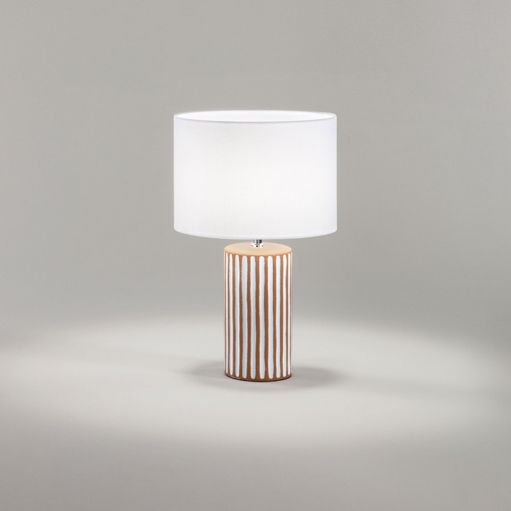 Lamapada da tavolo in ceramica con paralume in tessuto design moderno