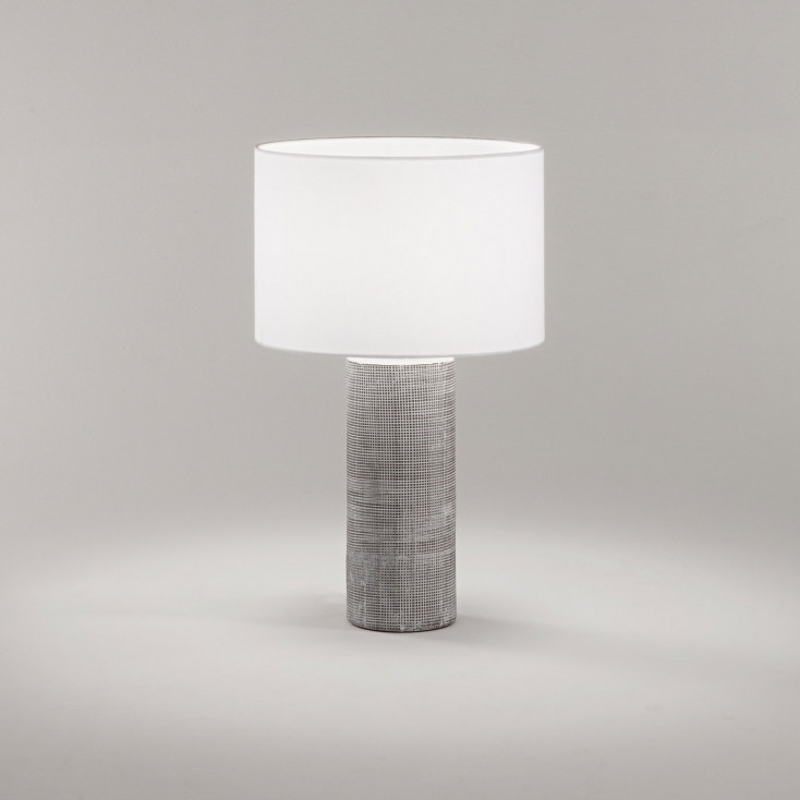 Lamapada da tavolo moderna in ceramica con paralume in tessuto