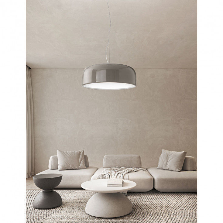 Lampada a sospensione a led grande in metallo con diffusore in acrilico