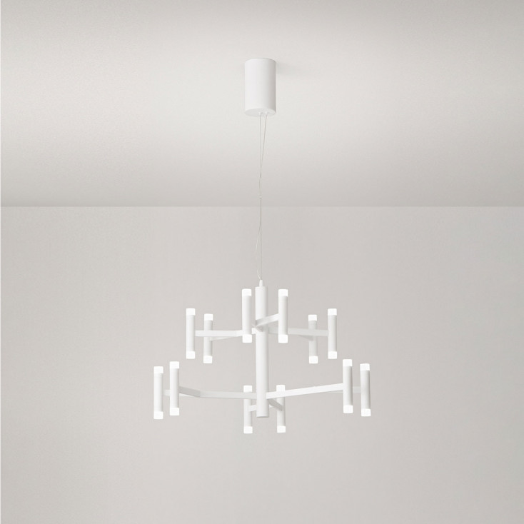 Lampada a sospensione a led struttura in metallo e diffusori in acrilico