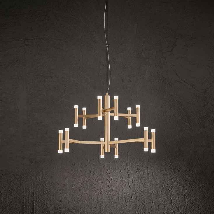 Lampada a sospensione a led struttura in metallo e diffusori in acrilico