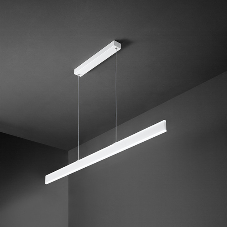Lampada a sospensione con diffusore lineare a LED e struttura in alluminio