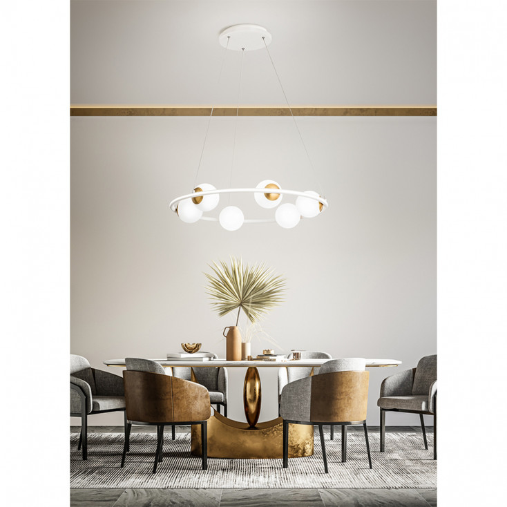 Lampada a sospensione con diffusori a LED e struttura in alluminio verniciata