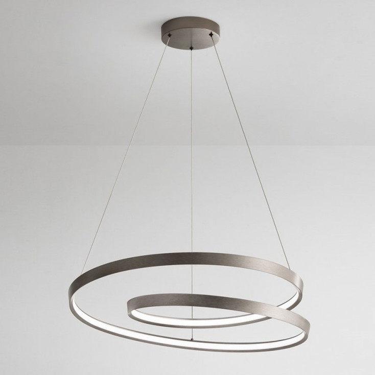 Lampada a sospensione grande a led struttura in metallo e diffusore a spirale