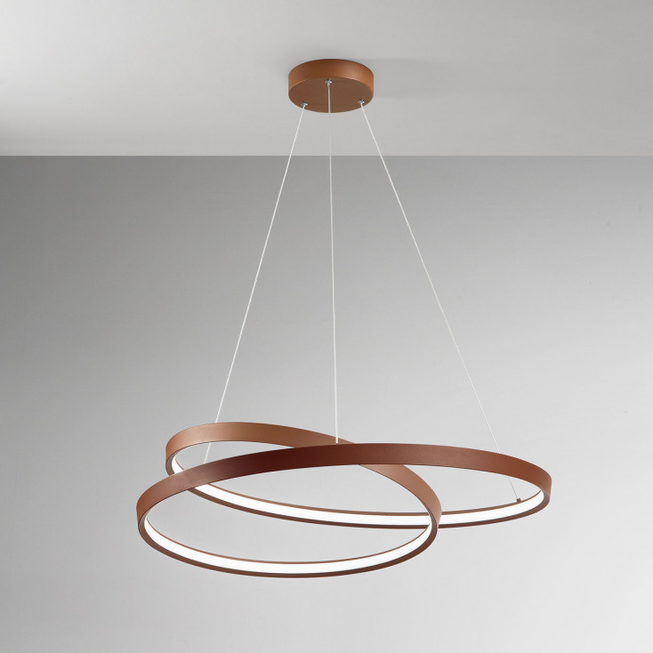 Lampada a sospensione grande a led struttura in metallo e diffusore a spirale