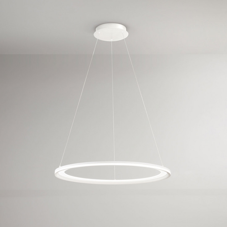 Lampada a sospensione media a led con struttura in metallo rotonda