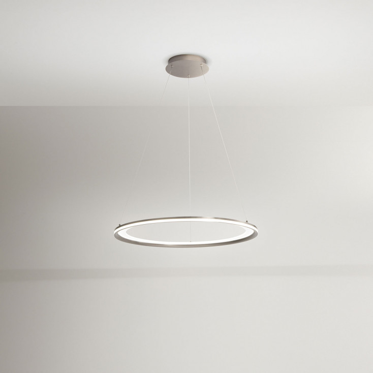 Lampada a sospensione media a led con struttura in metallo rotonda