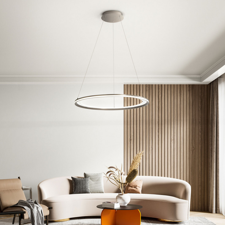 Lampada a sospensione media a led con struttura in metallo rotonda
