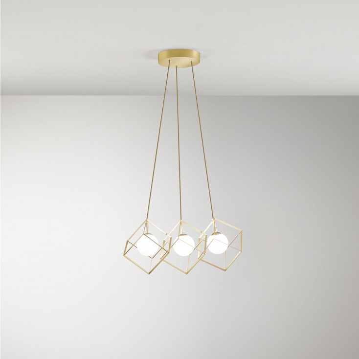 Lampada a sospensione moderna con 3 diffusori in metallo