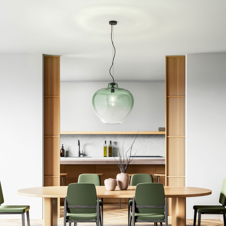 Lampada a sospensione moderna singola struttura in metallo diffusore in vetro