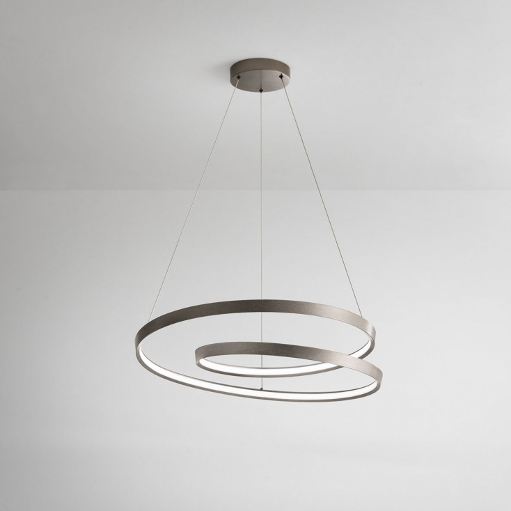 Lampada a sospensione piccola a led struttura in metallo e diffusore a spirale